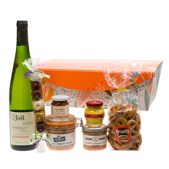 Coffret Gourmand Le Joyeux Alsacien - Découvrez les délices authentiques de  l'Alsace dans ce coffret cadeau exceptionnel.